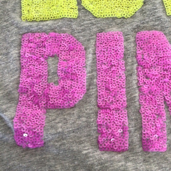 PINK VICTORIAS SECRET SEQUIN GRAY LONG SLEEVE TOP SMALL - Picture 5 of 10